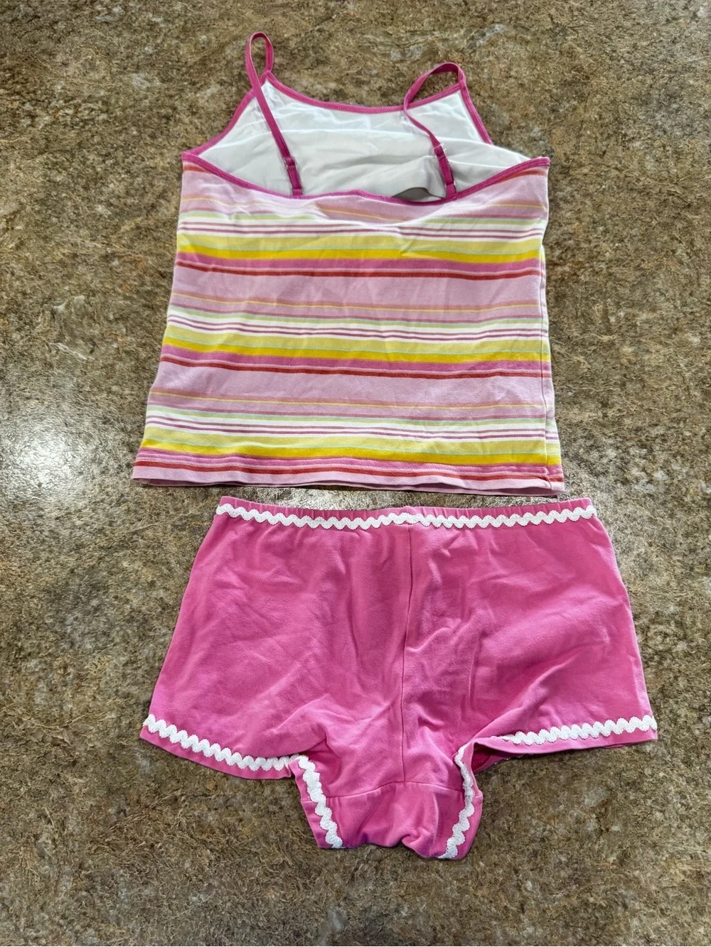 Gap Kids Girls 2 Piece Pajama Set Size L 10 Pink Striped Cami Shorts